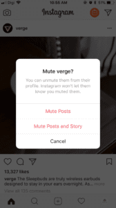 instagram mute function